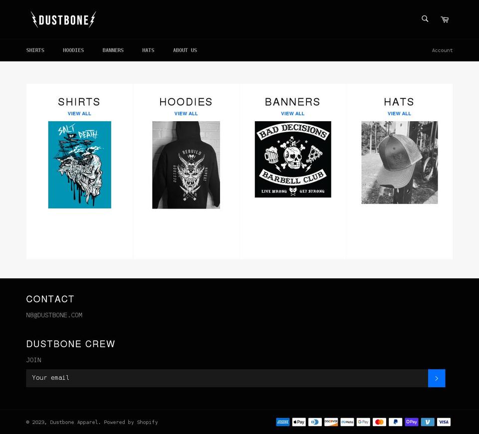 dustbone.com shopify website screenshot