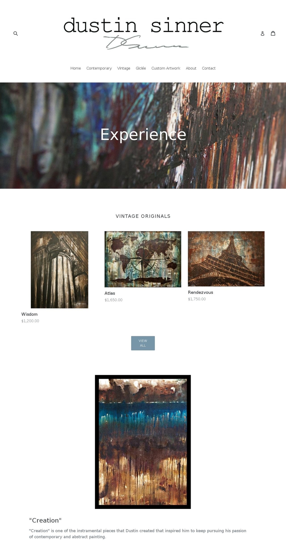 dustinsinner.com — Shopify storefront screenshot