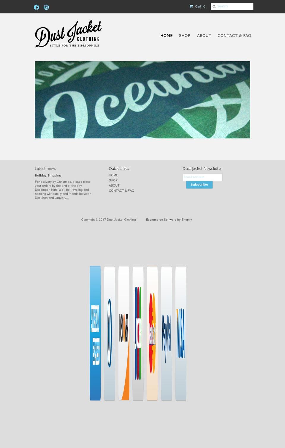 dustjacketclothing.com shopify website screenshot