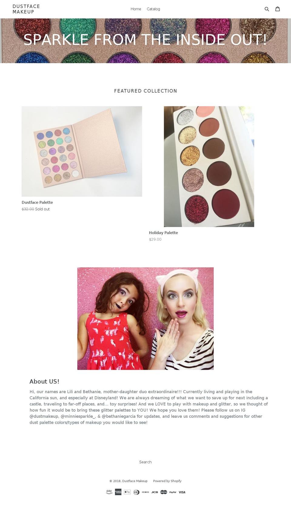 dustmakeup.com — Shopify storefront screenshot