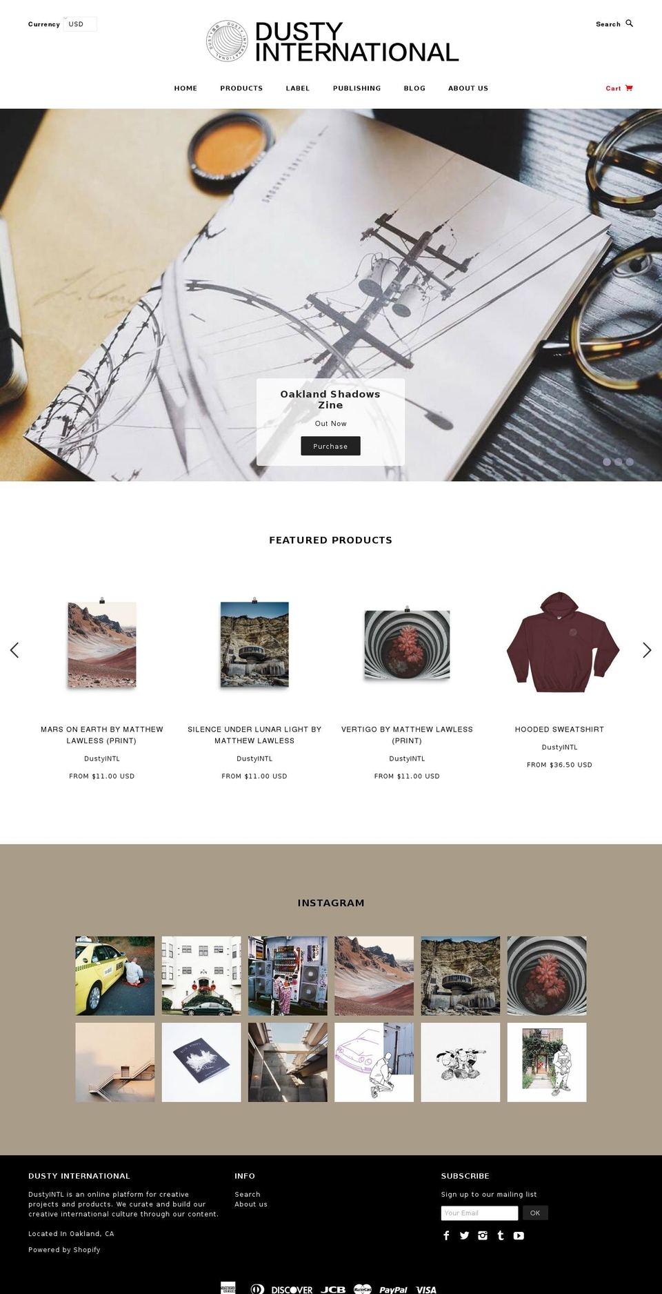 dustyintl.com shopify website screenshot