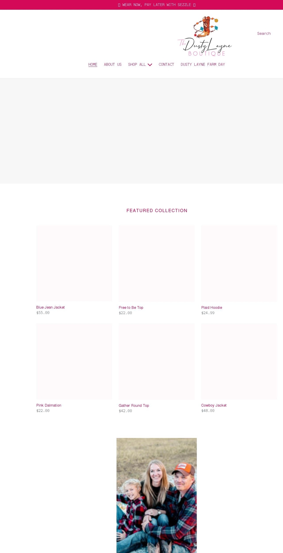 dustylayneboutique.com shopify website screenshot