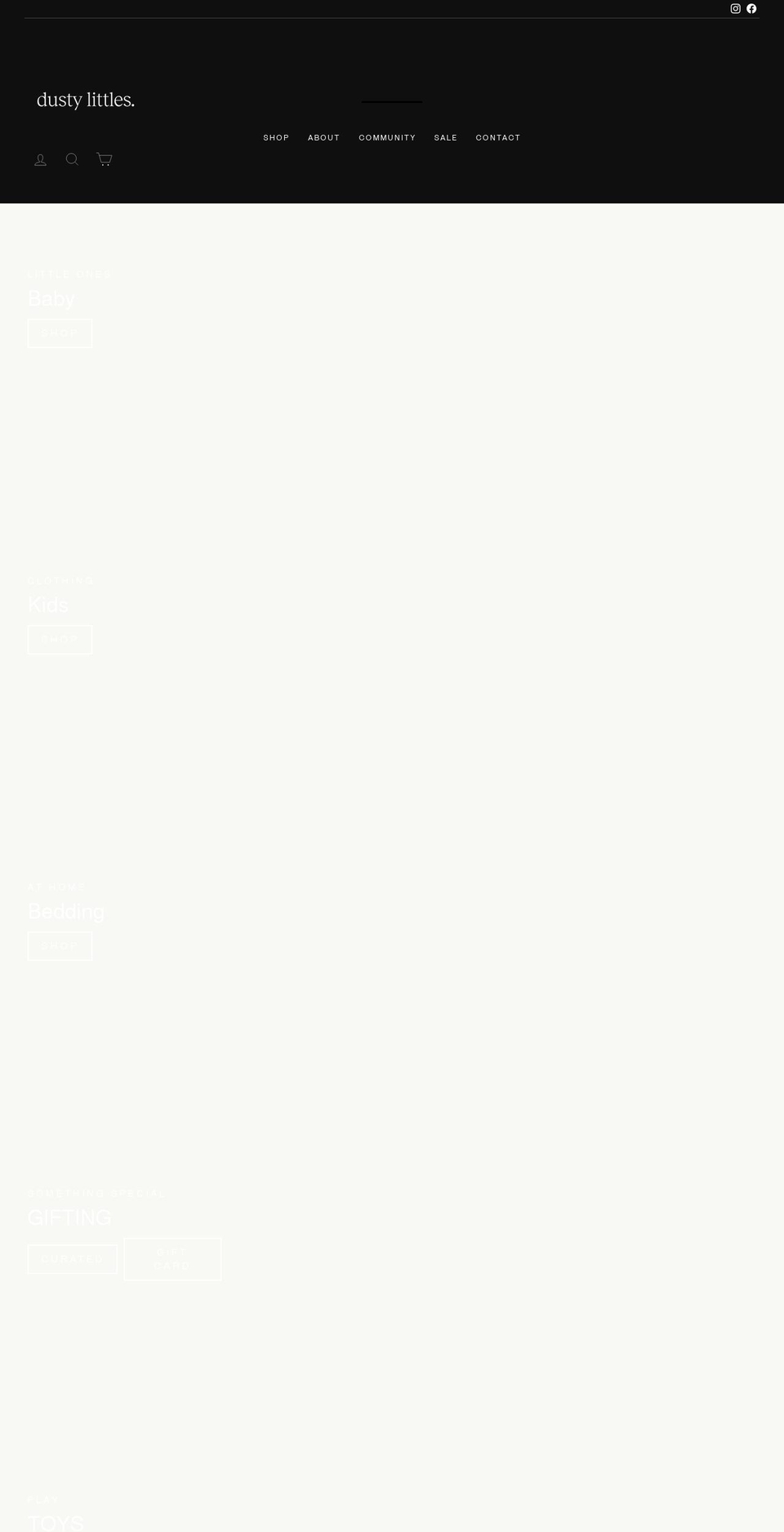 dustylittles.com shopify website screenshot