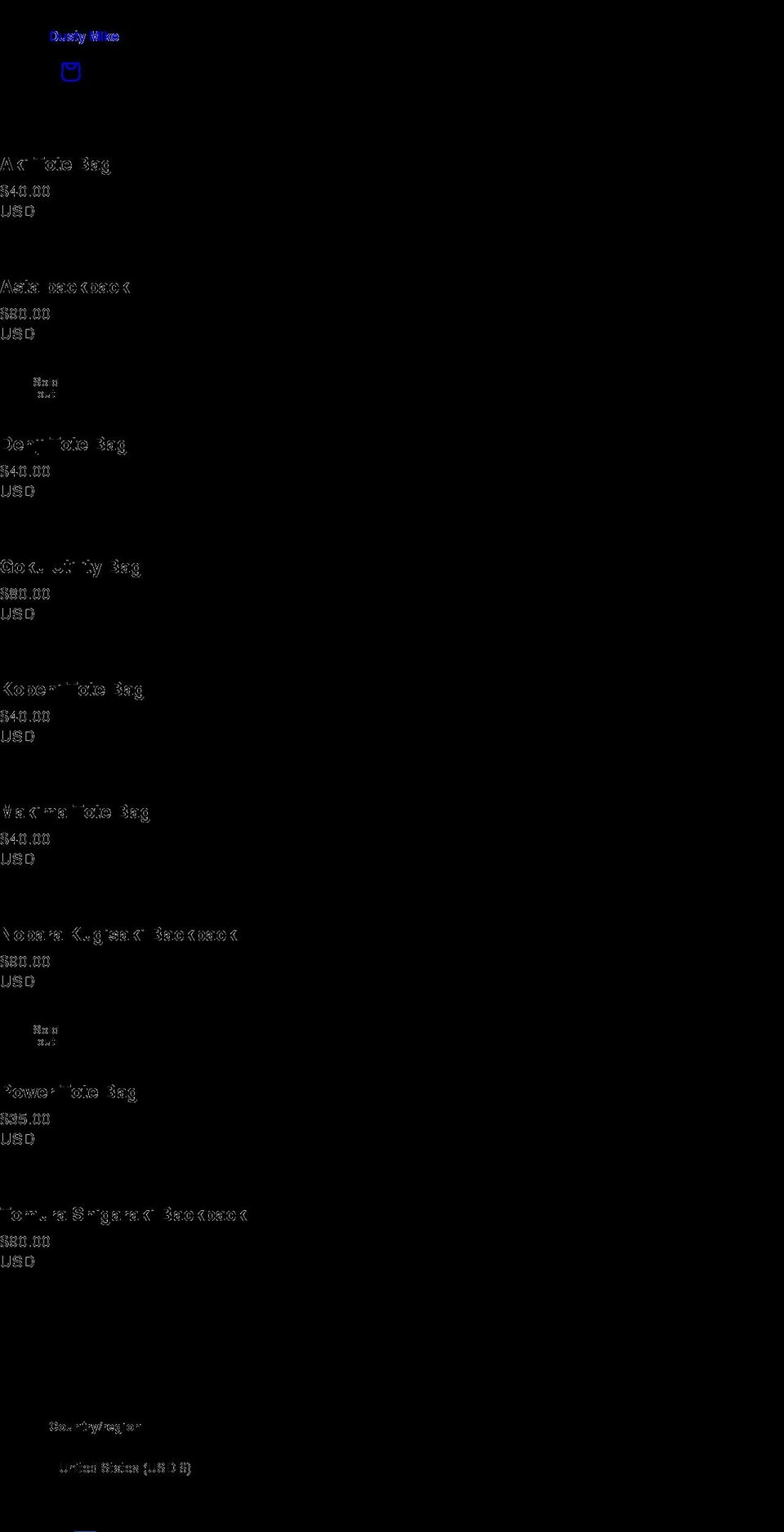 dustymike.com shopify website screenshot