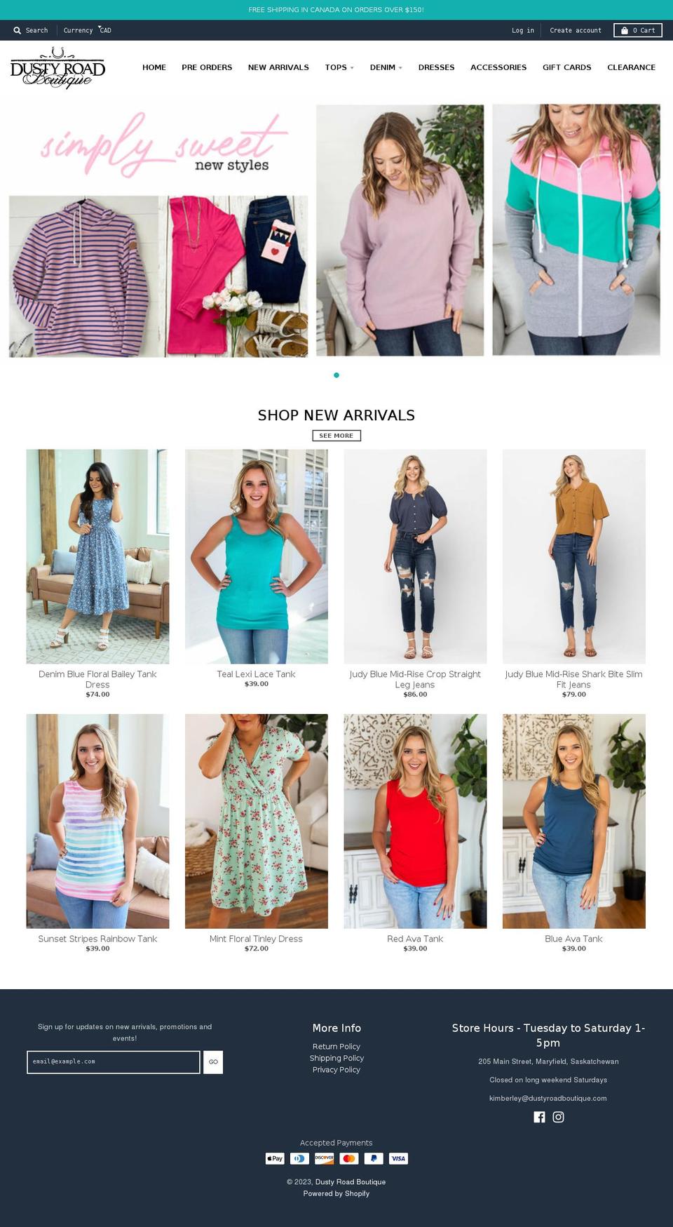 dustyroadboutique.com shopify website screenshot