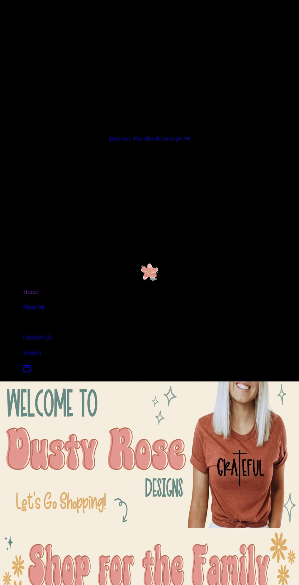 dustyrosedesigns.com shopify website screenshot