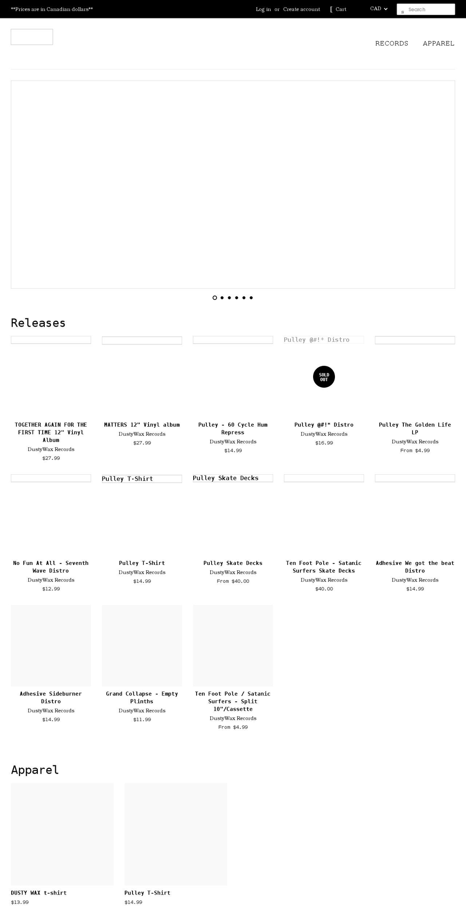 dustywax.com shopify website screenshot