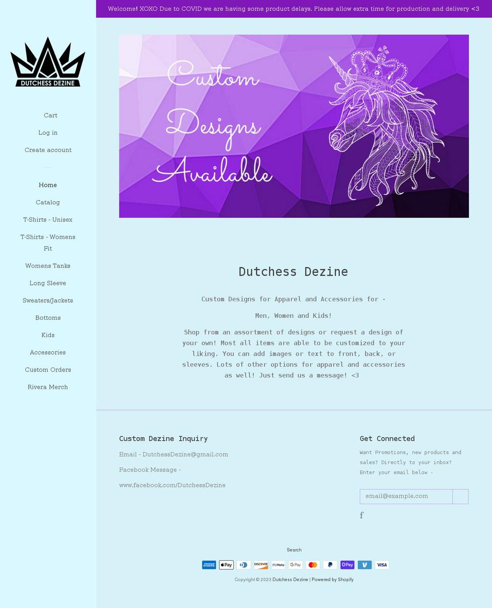 dutchessdezine.com shopify website screenshot