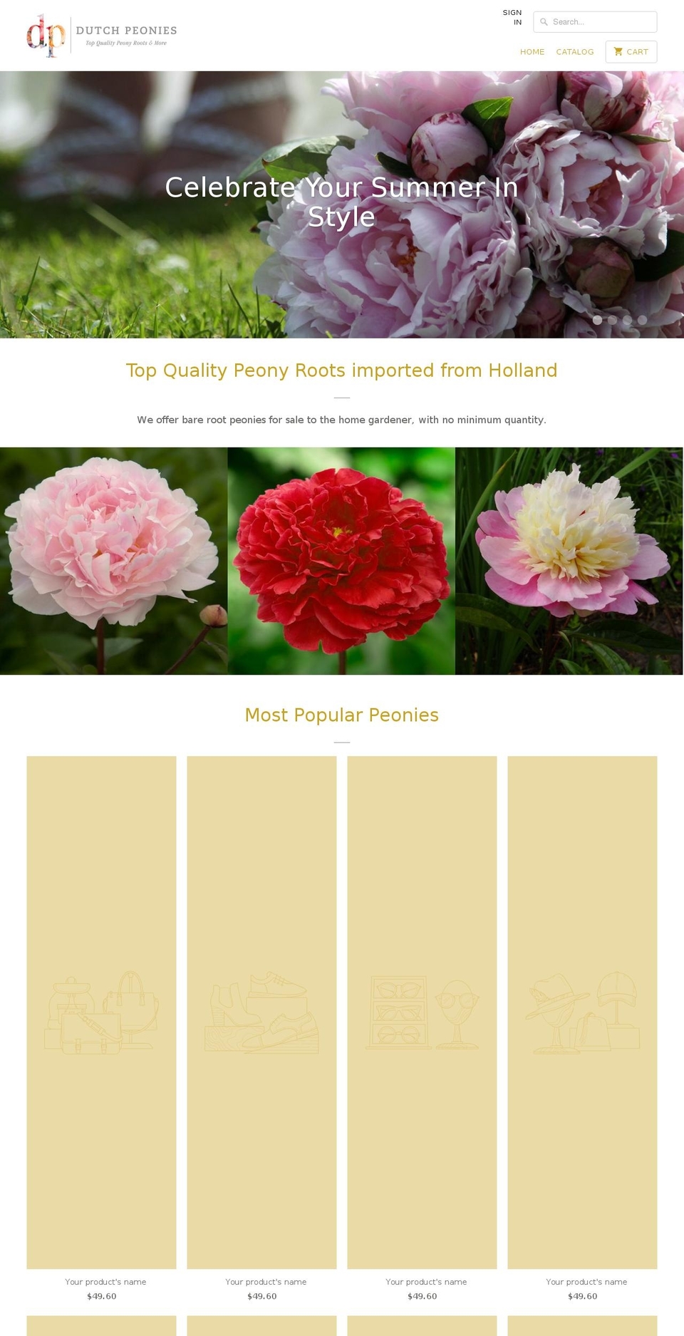 dutchpeonies.com — Shopify storefront screenshot