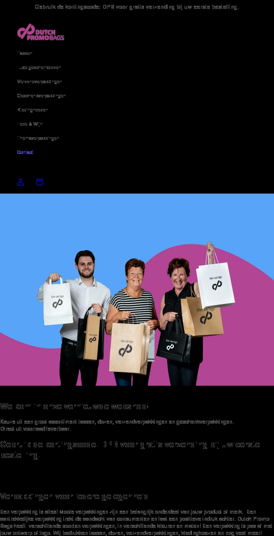 dutchpromobags-webshop.nl shopify website screenshot