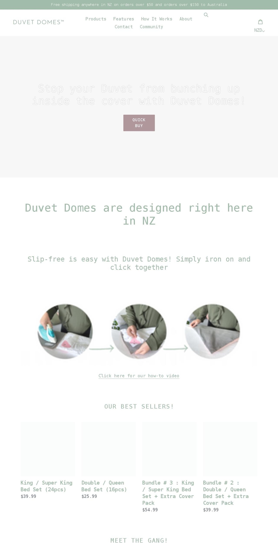 duvetdomes.com shopify website screenshot