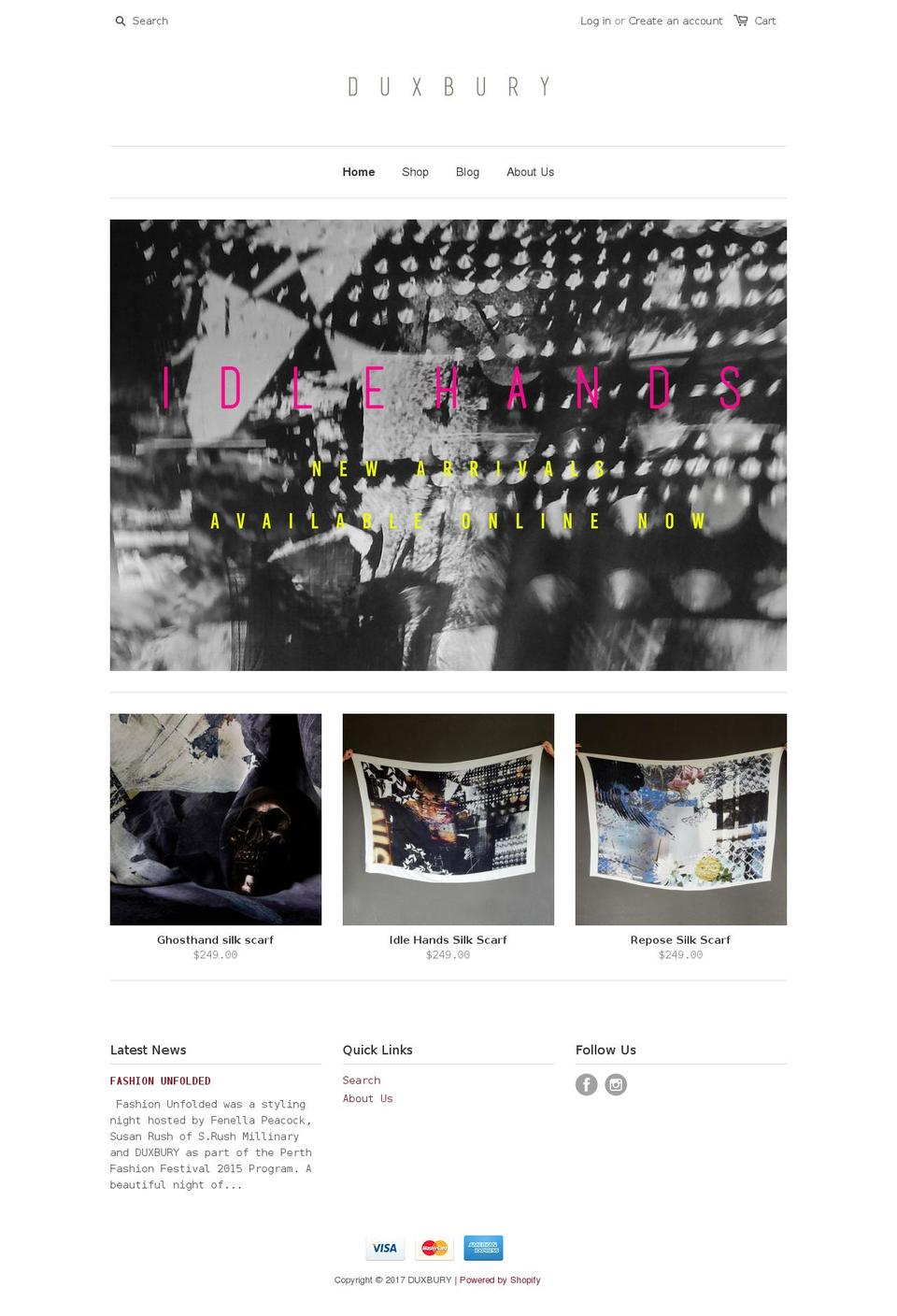 duxburythelabel.com shopify website screenshot