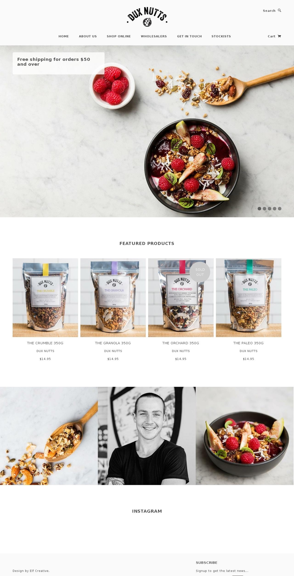 duxnutts.com.au shopify website screenshot