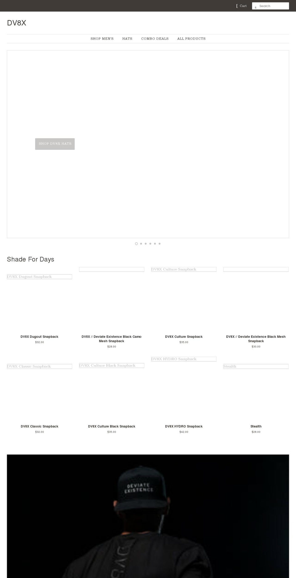 dv8x.org shopify website screenshot