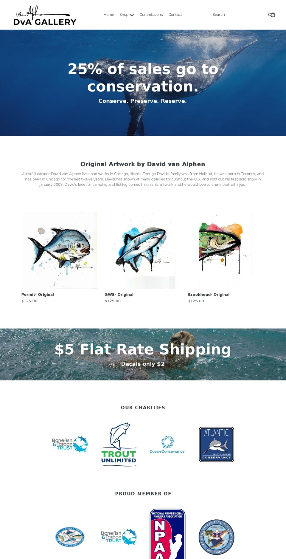 dvagallery.com — Shopify storefront screenshot