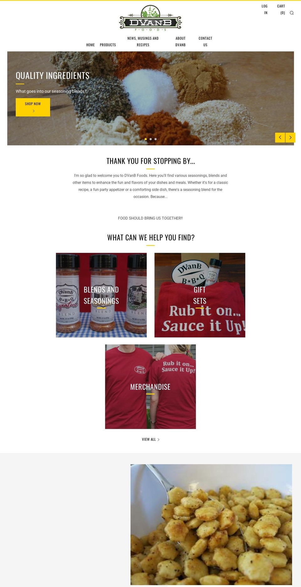 dvanbfoods.com shopify website screenshot