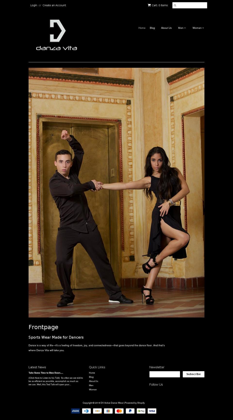 dvdancewear.com — Shopify storefront screenshot