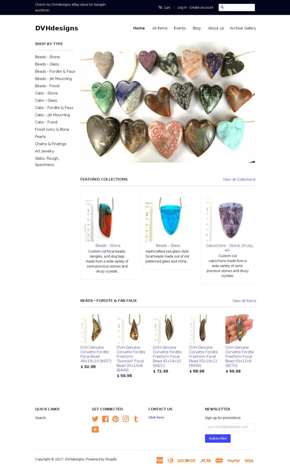 dvhdesigns.com shopify website screenshot