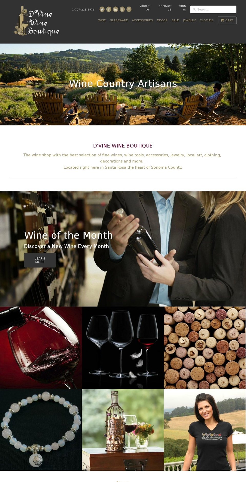 dvinewineboutique.com — Shopify storefront screenshot