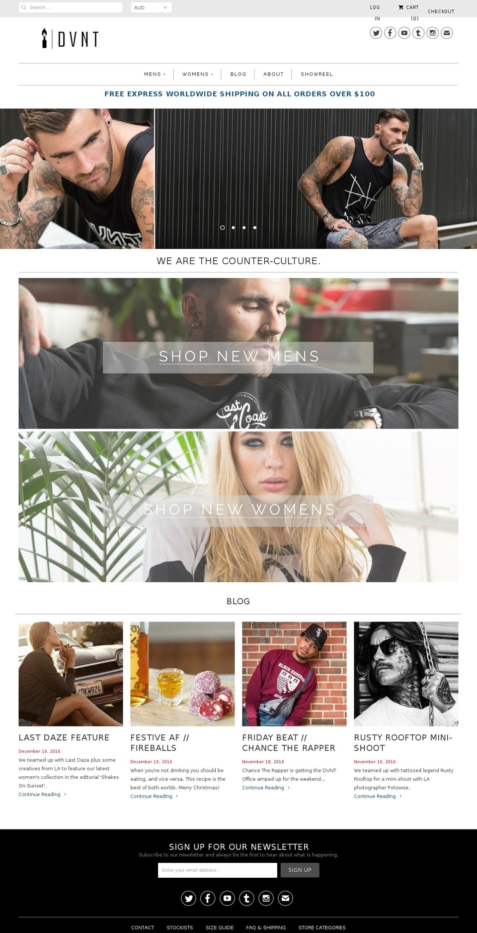 dvnt-clothing.com shopify website screenshot