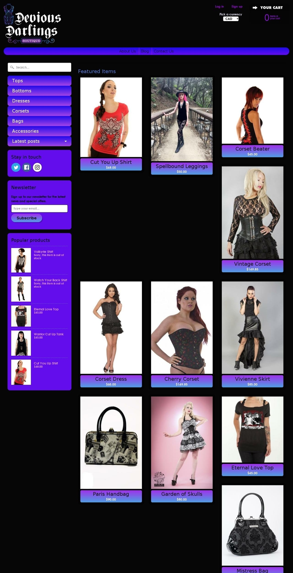 dvsdrlngs.com — Shopify storefront screenshot