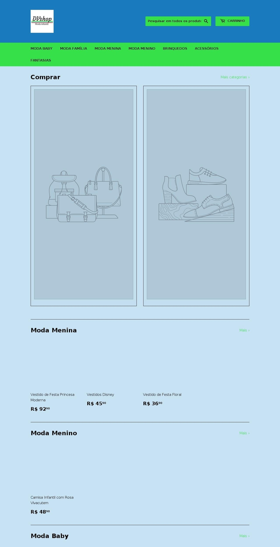 dvshop.com.br shopify website screenshot