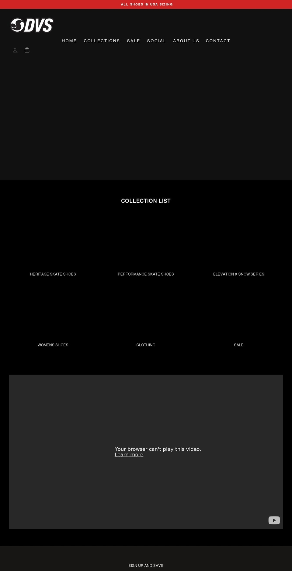 dvsshoes.com.au shopify website screenshot