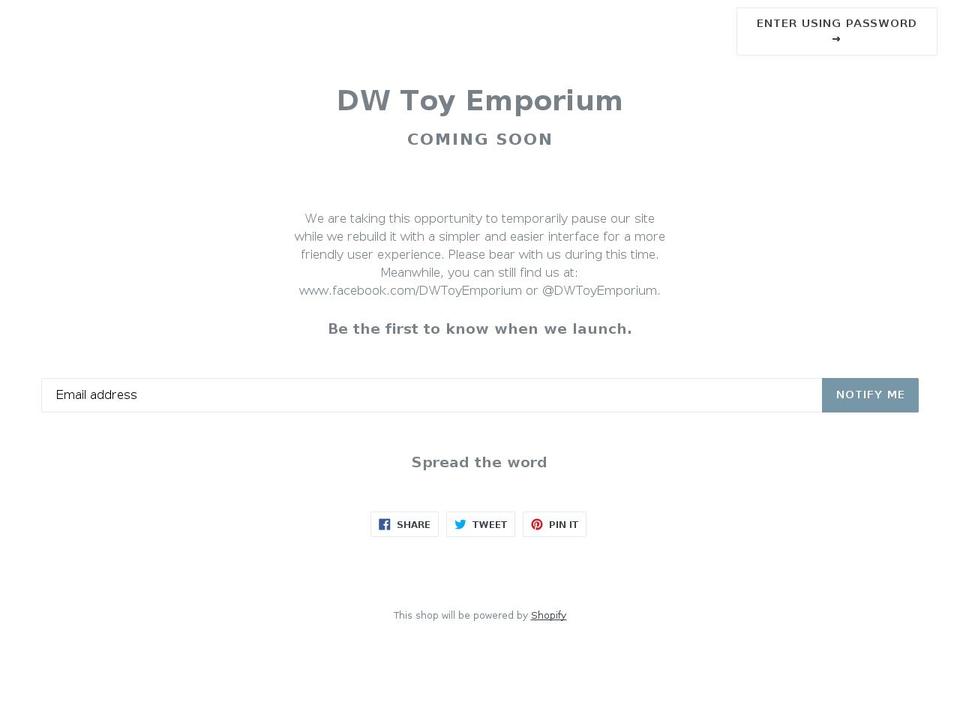 dw-toy-emporium.myshopify.com shopify website screenshot
