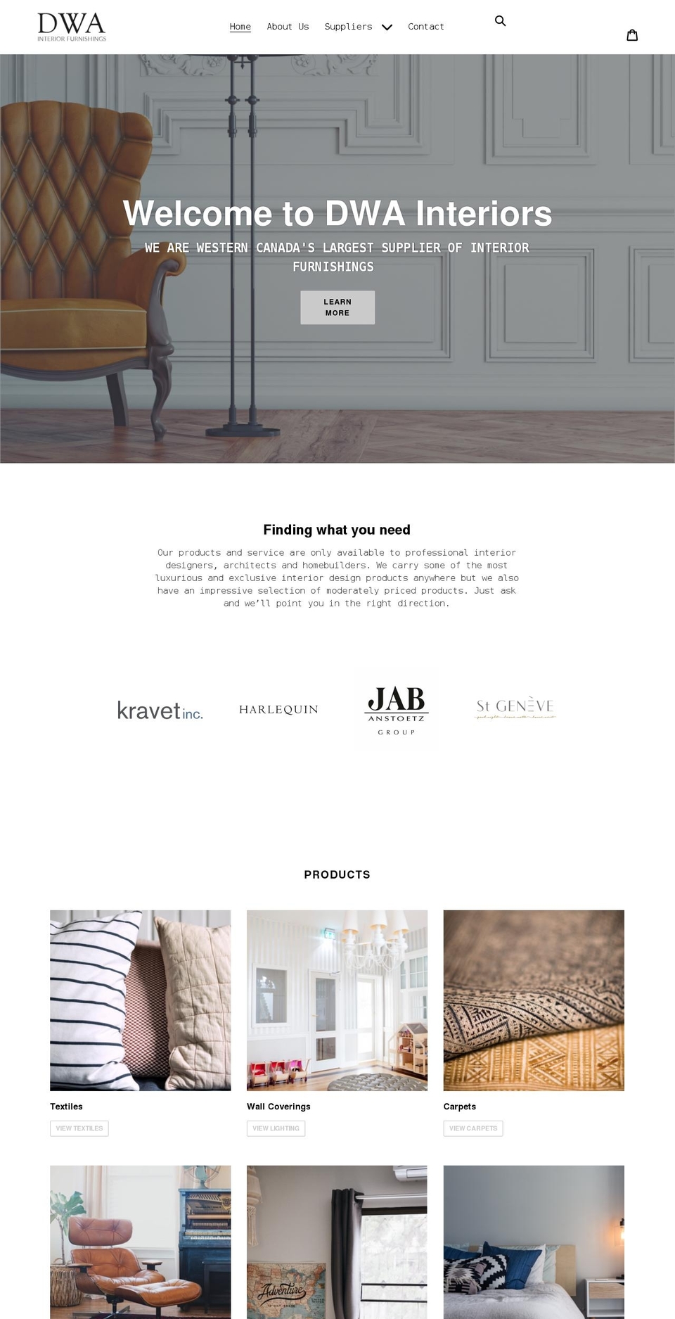 dwainteriors.com shopify website screenshot