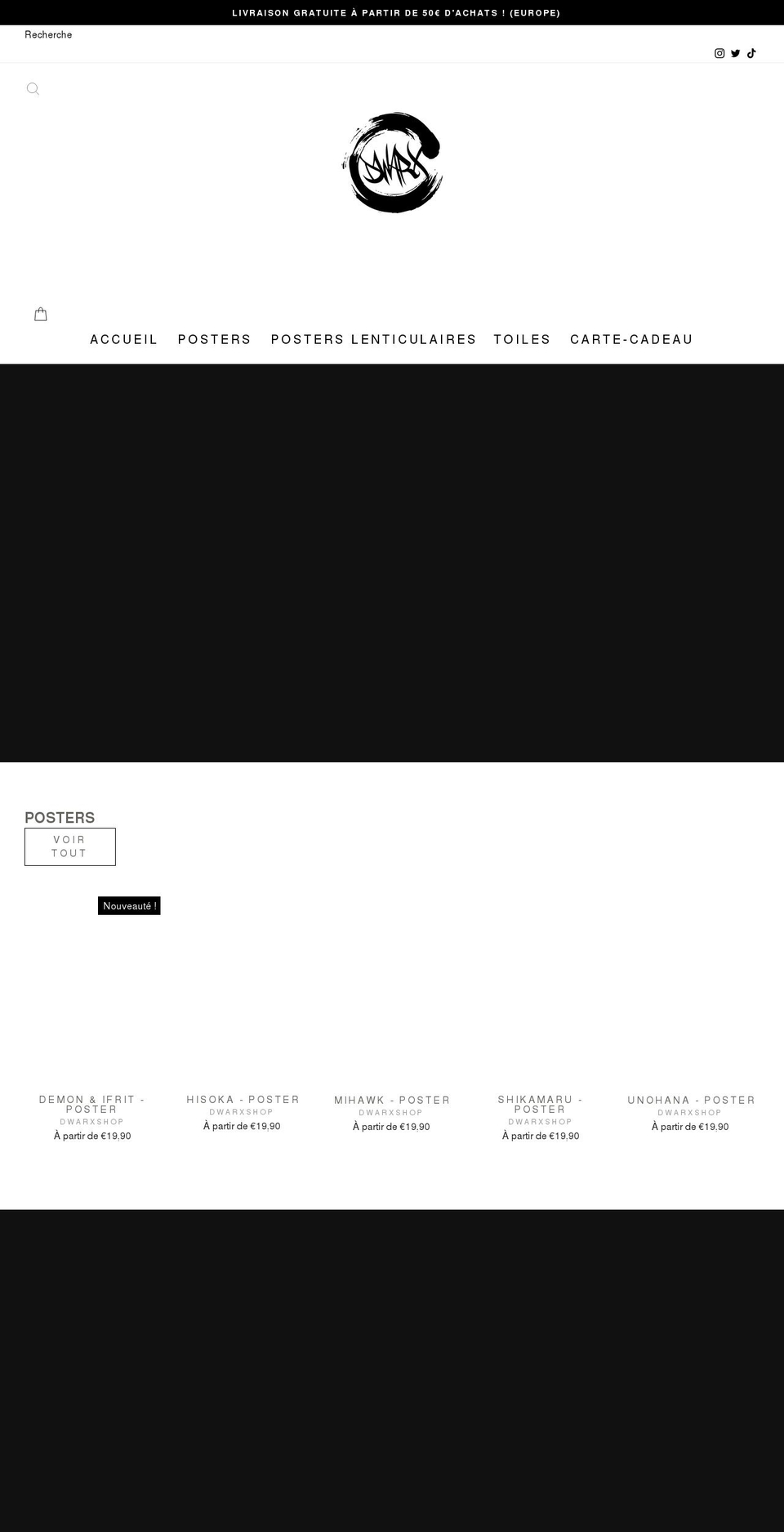 dwarxshop.com shopify website screenshot