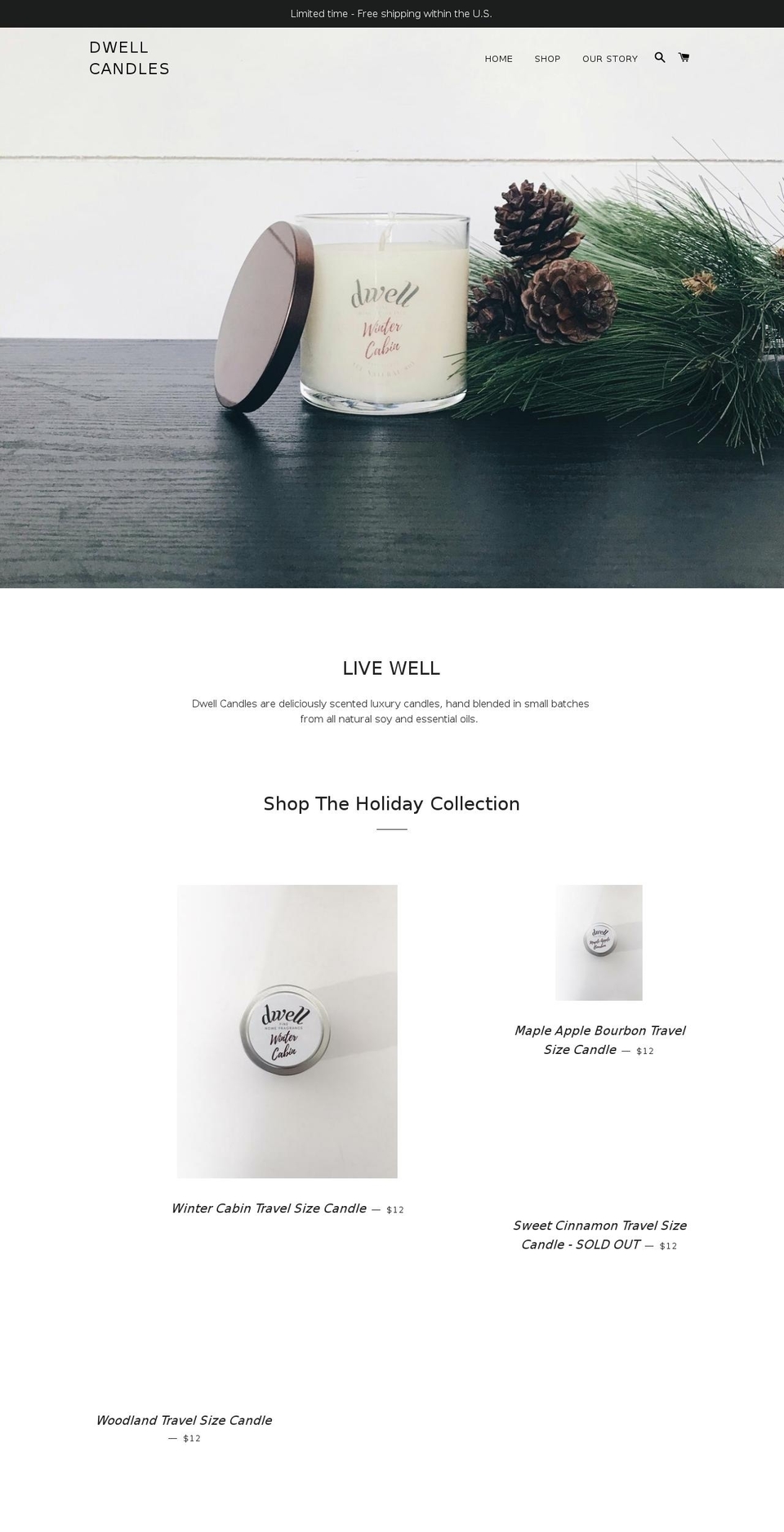 dwellcandles.com — Shopify storefront screenshot