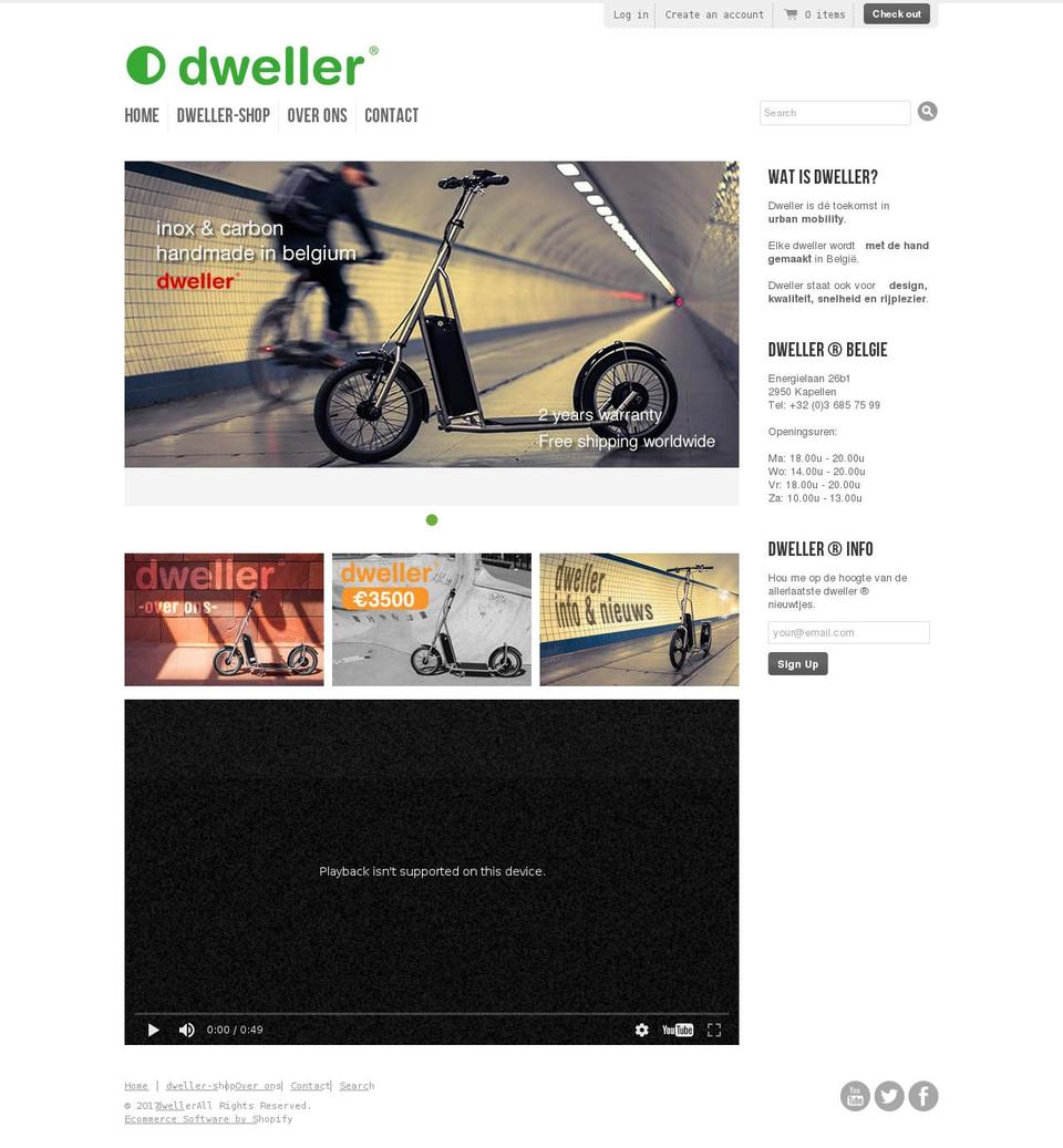 dweller.be shopify website screenshot