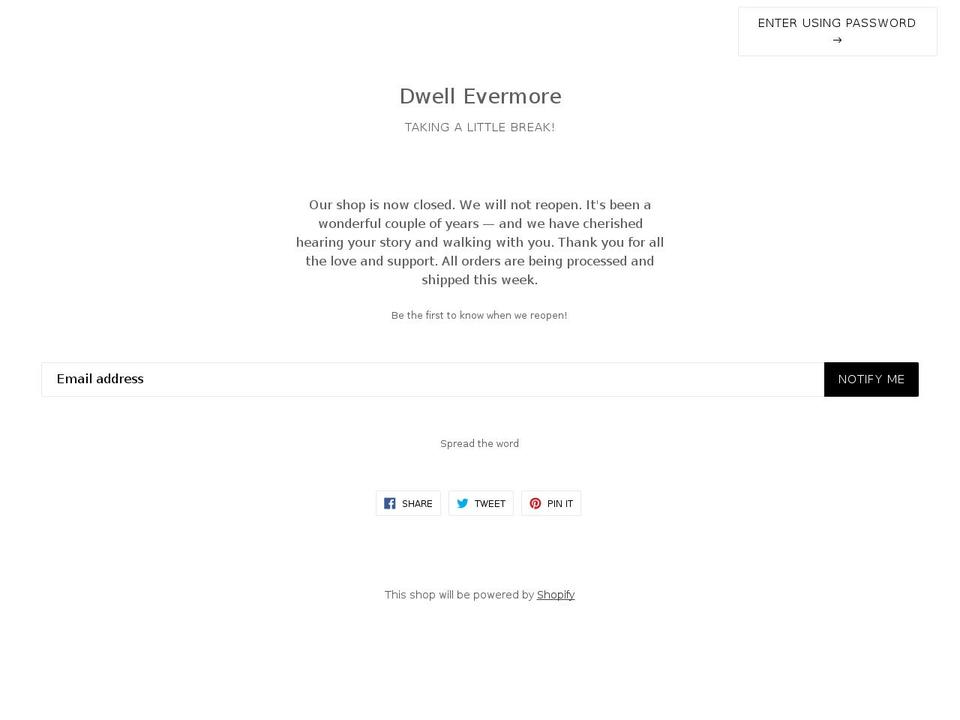 dwellevermore.com — Shopify storefront screenshot