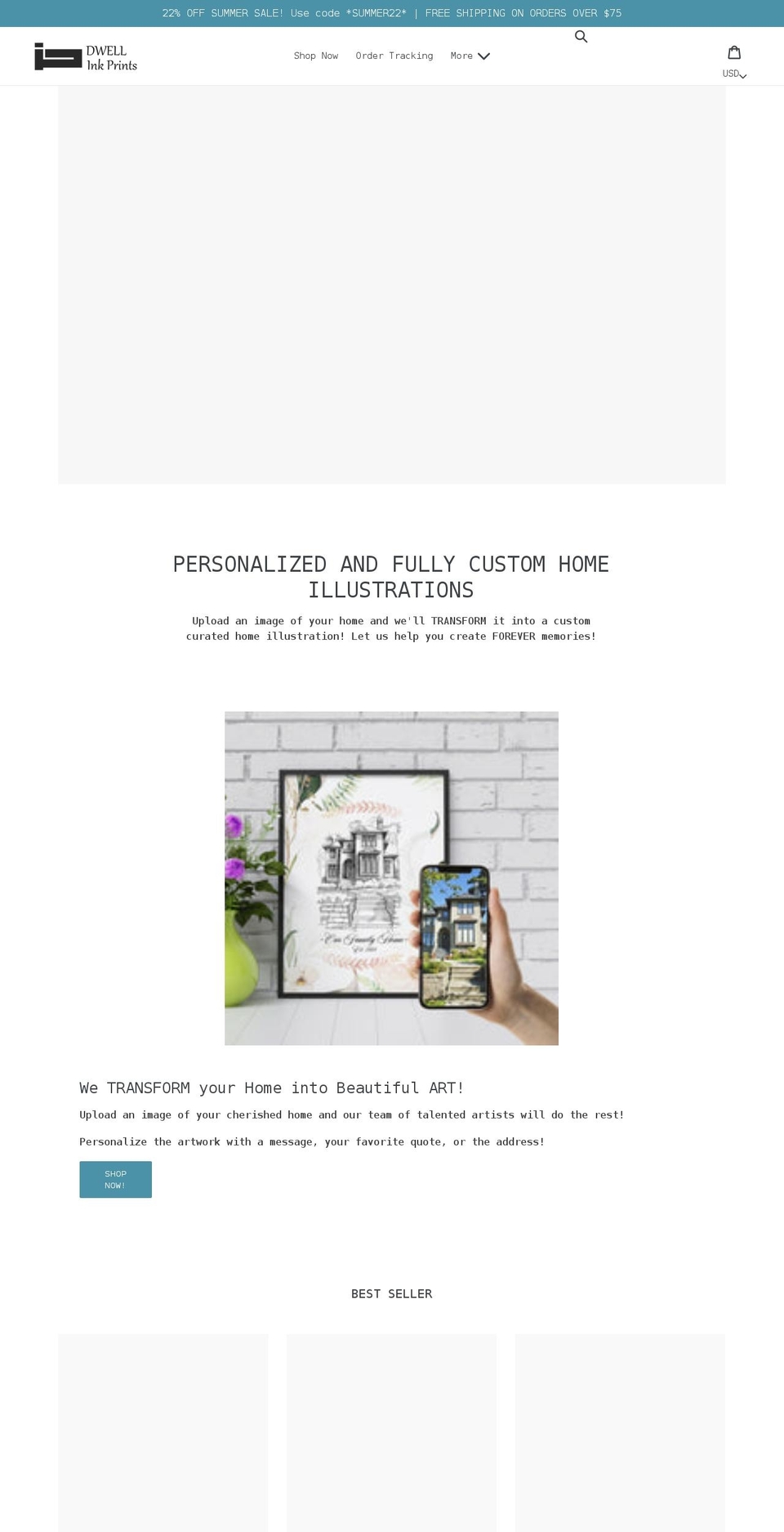 dwellinkprints.com shopify website screenshot