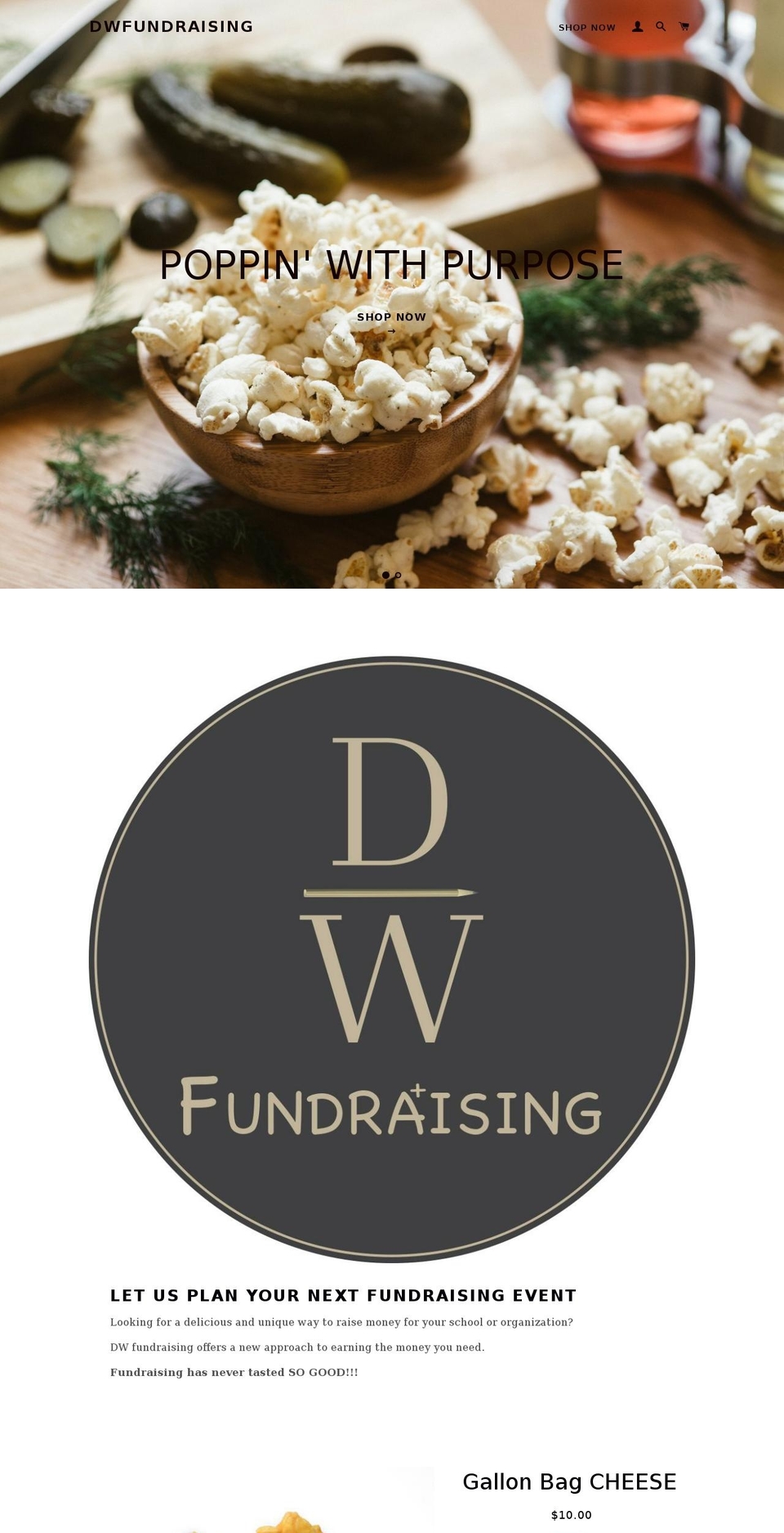 dwfundraising.com shopify website screenshot