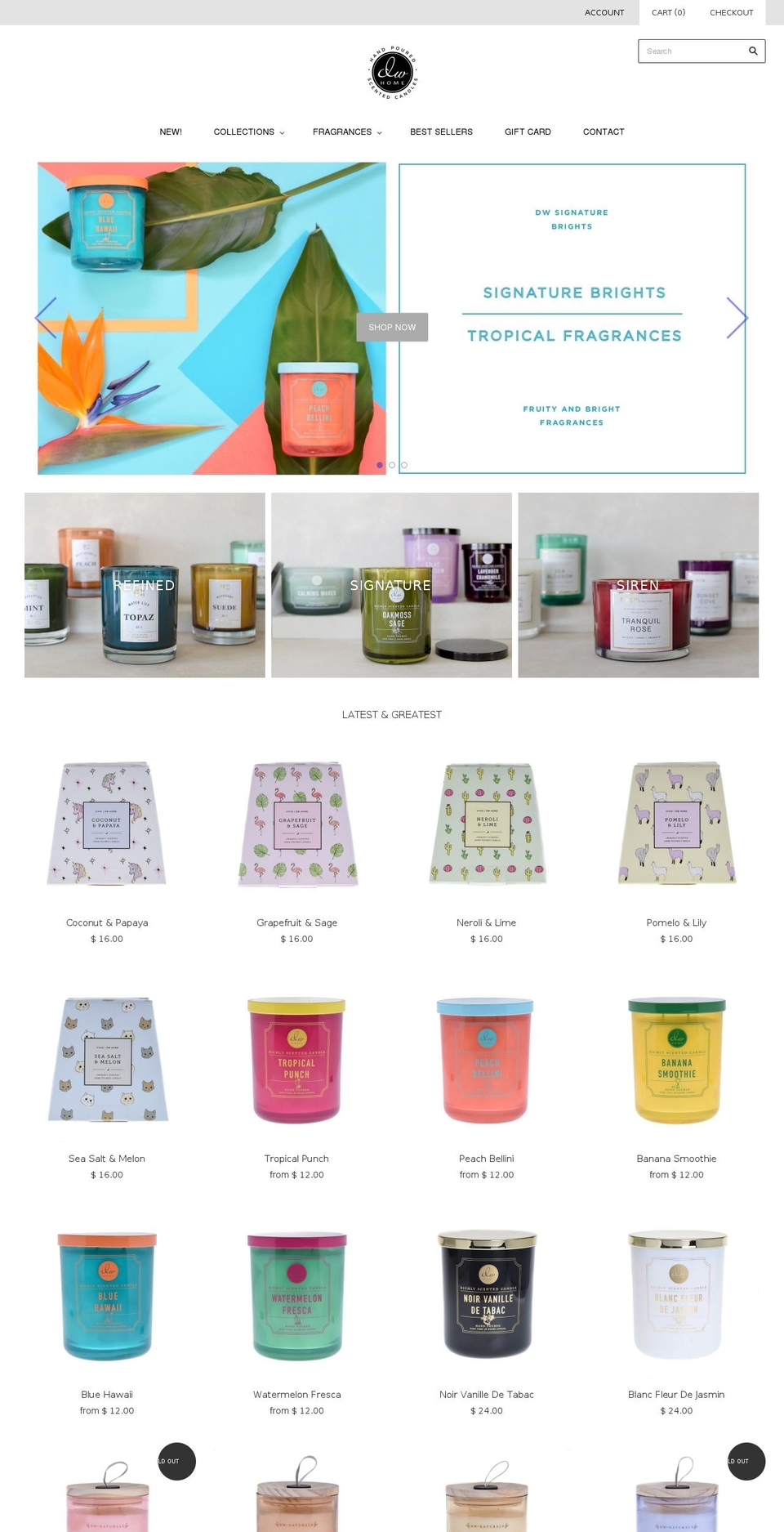 dwhomecandle.com shopify website screenshot