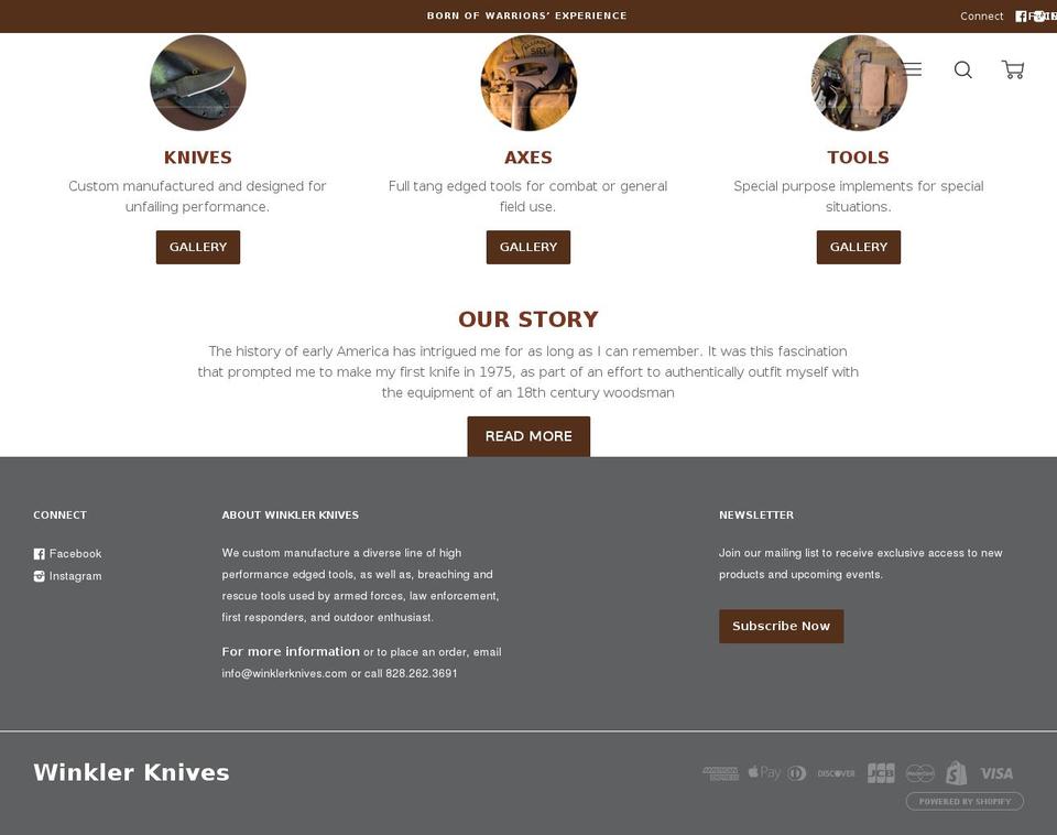 dwinklerknives.com — Shopify storefront screenshot