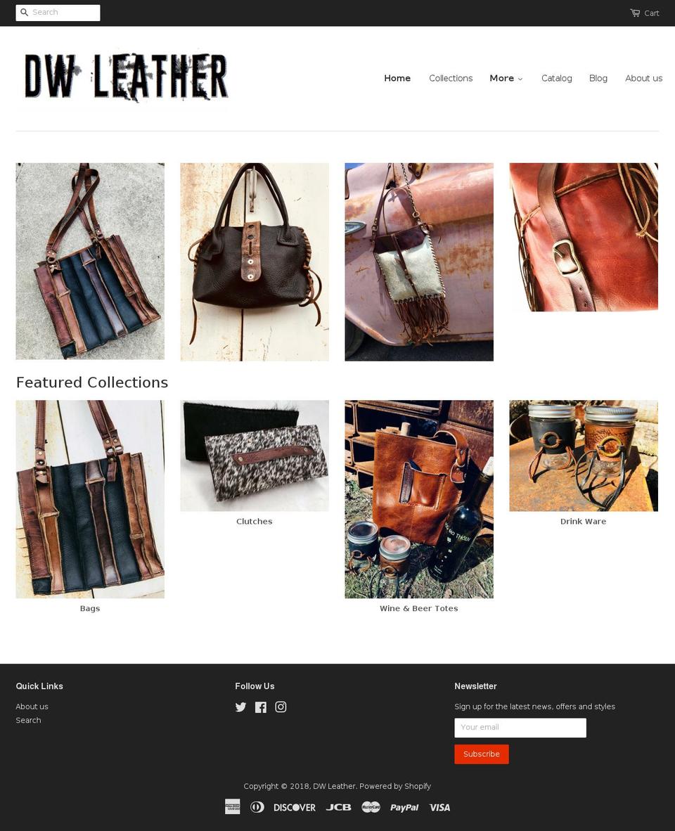 dwleatherware.com shopify website screenshot