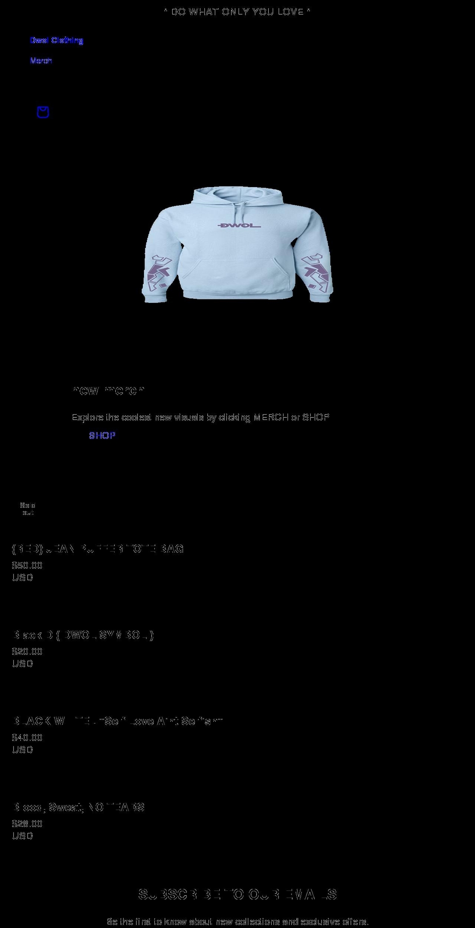dwolclothing.com — Shopify storefront screenshot
