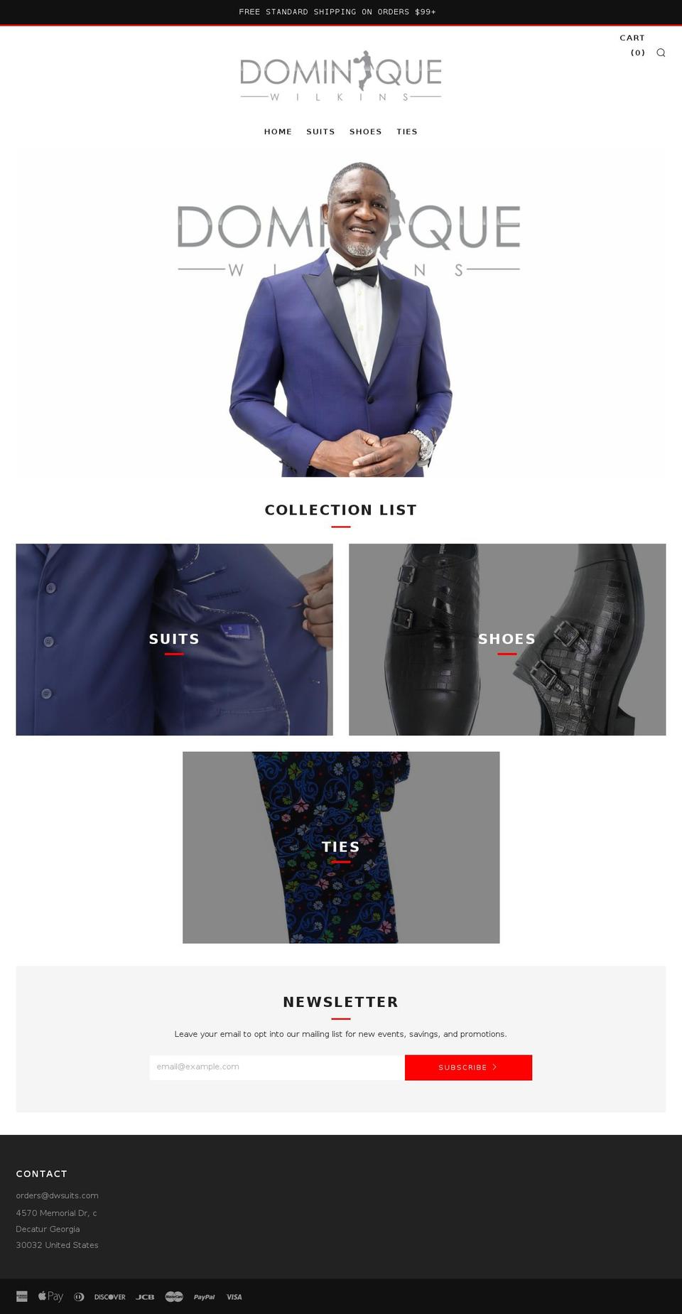 dwsuits.com — Shopify storefront screenshot