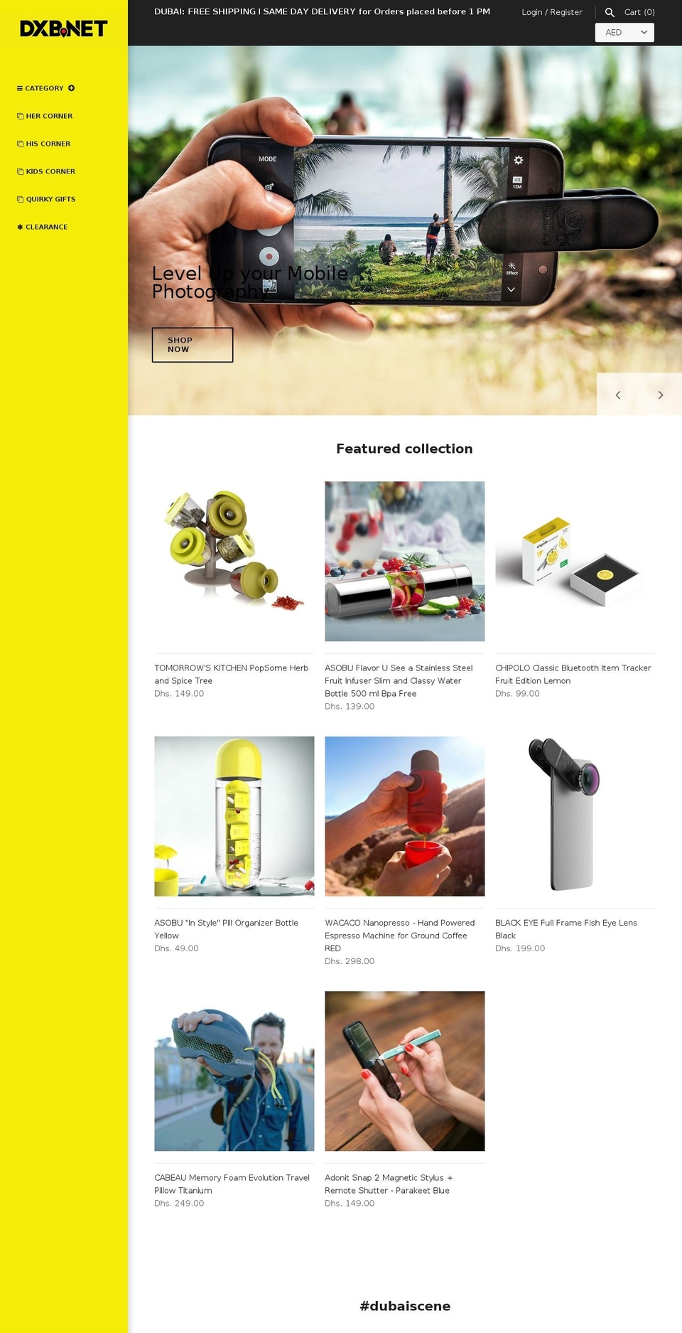 dxb.net shopify website screenshot