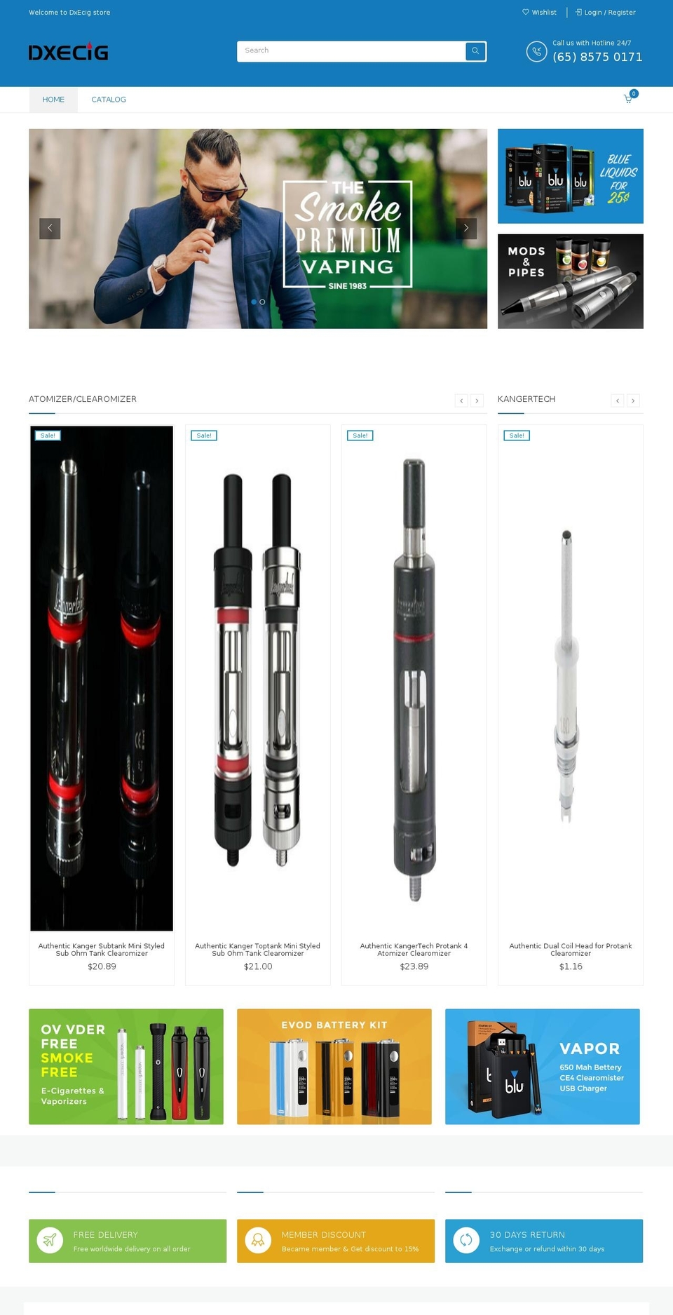 dxecig.com shopify website screenshot