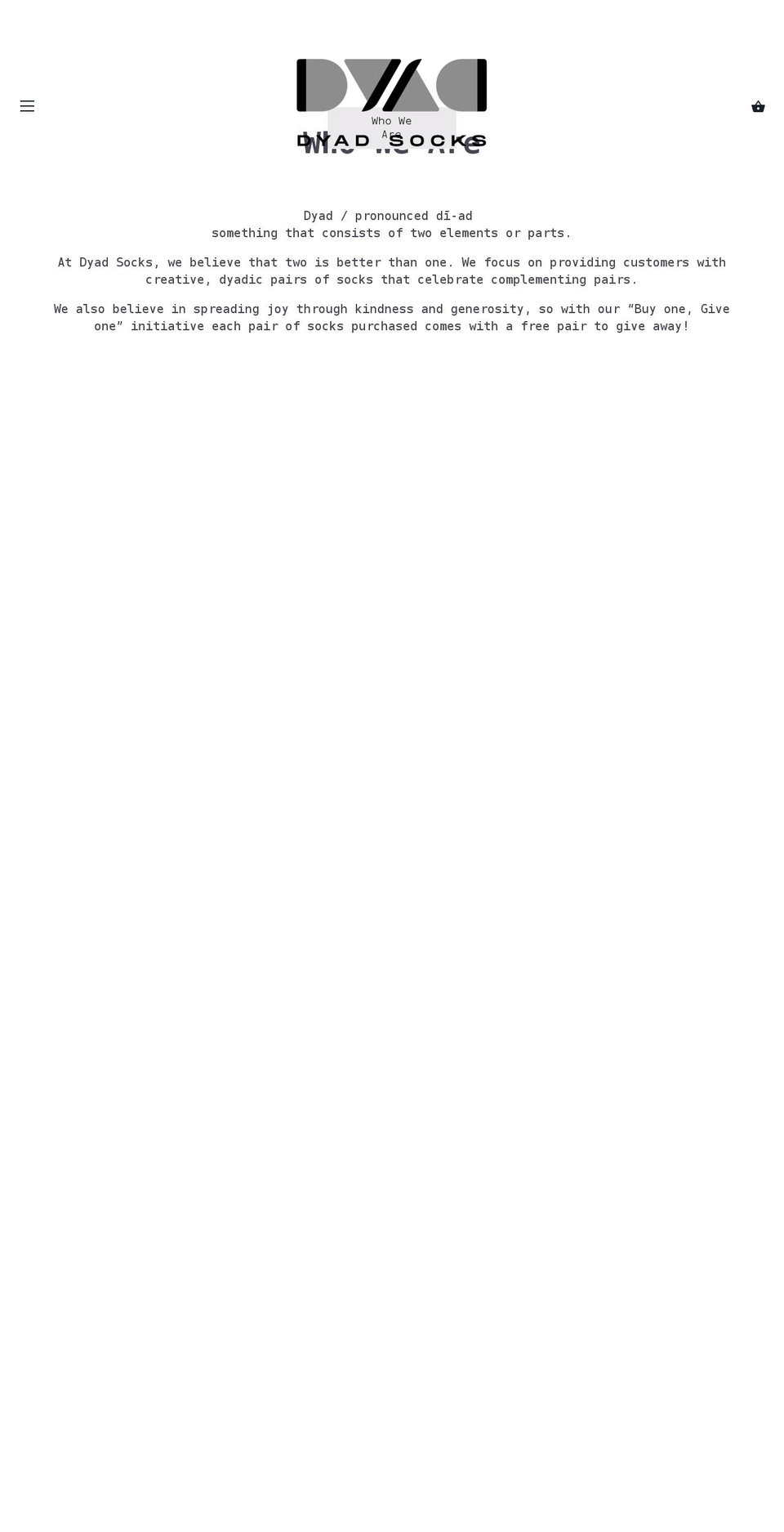 dyadsocks.com shopify website screenshot