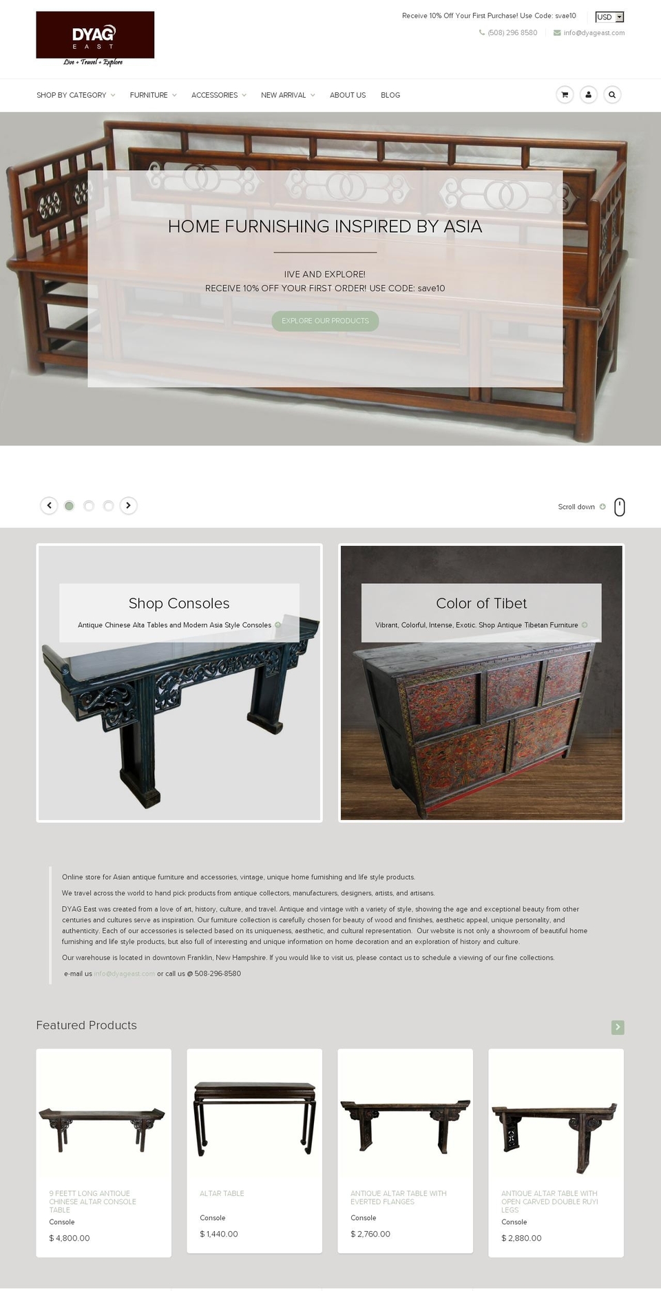 dyageast.com shopify website screenshot