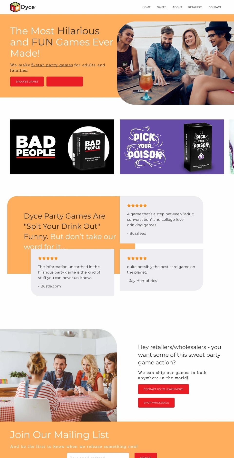 dycegames.com shopify website screenshot