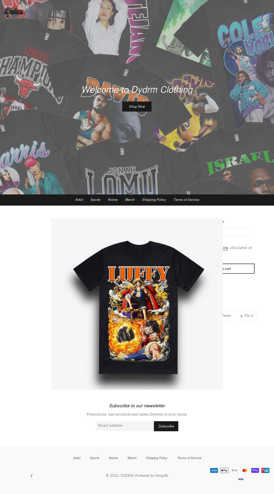 dydrmclothing.com shopify website screenshot