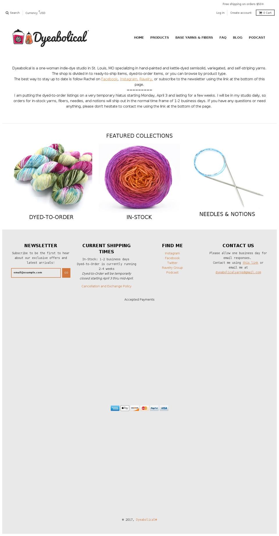 dyeabolical.net shopify website screenshot