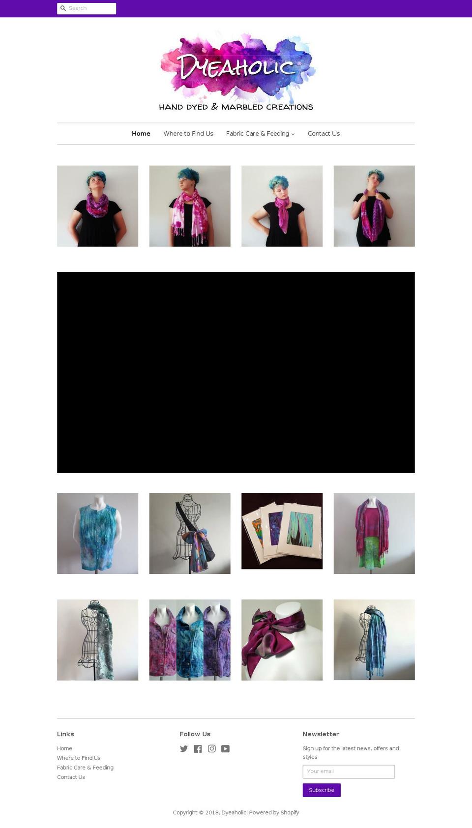 dyeaholic.com — Shopify storefront screenshot