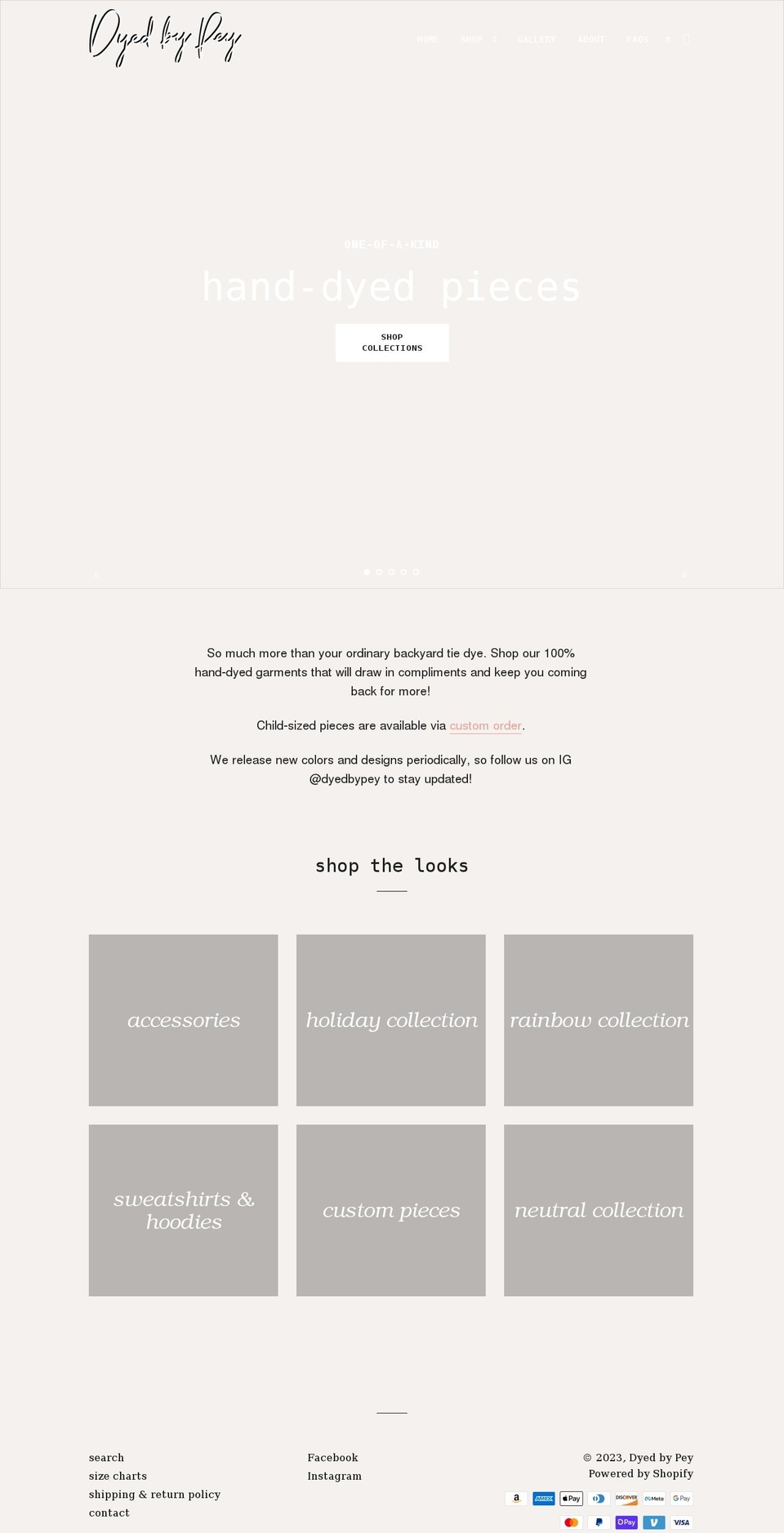 dyedbypey.com shopify website screenshot