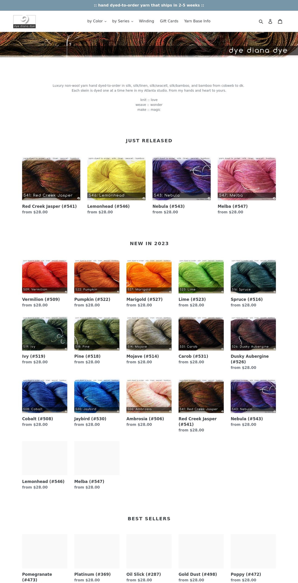 dyedianadye.com shopify website screenshot